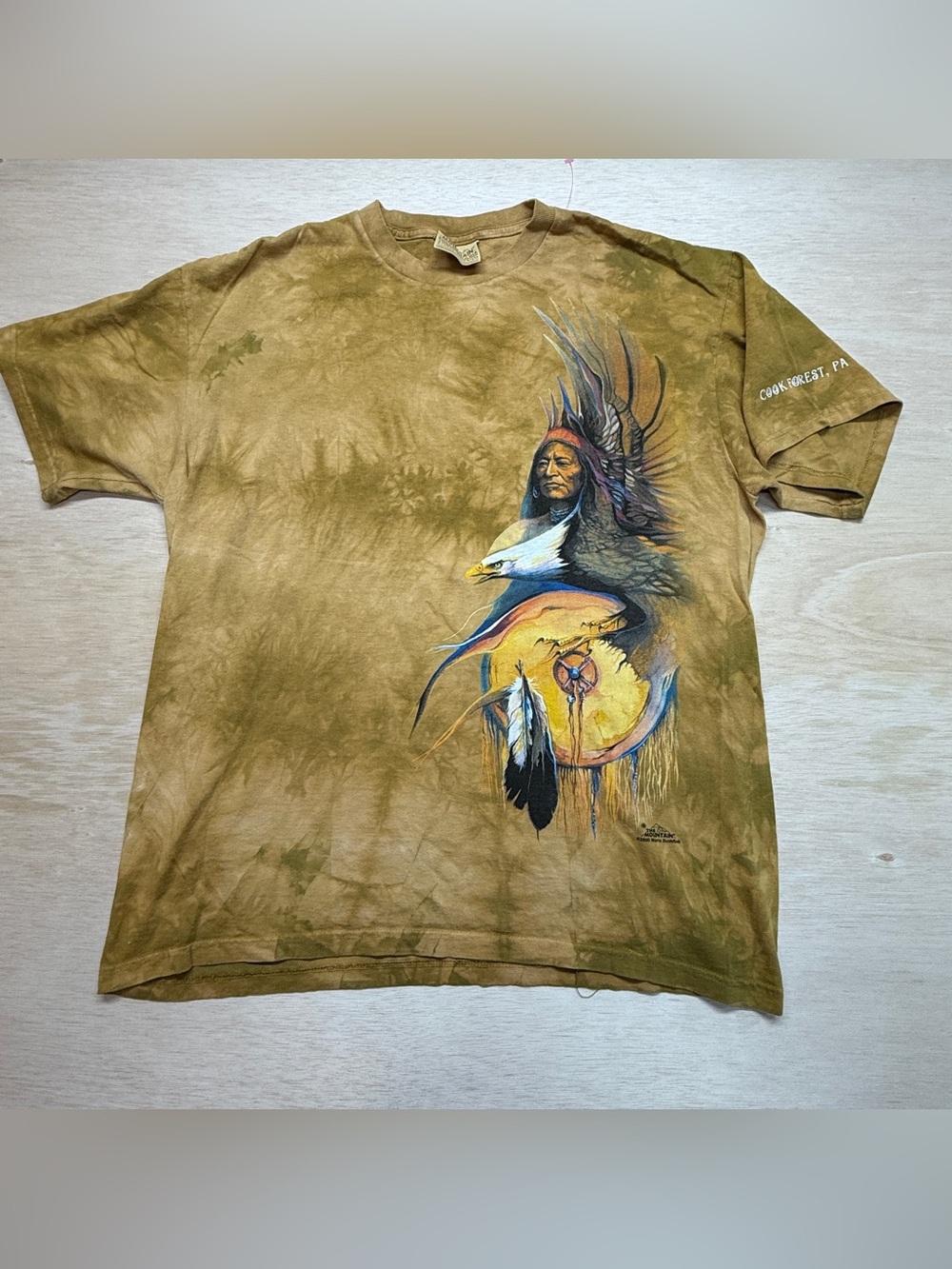 Vintage 2000 The Mountain Native American Eagle T-Shirt Large Cook Forest PA USA